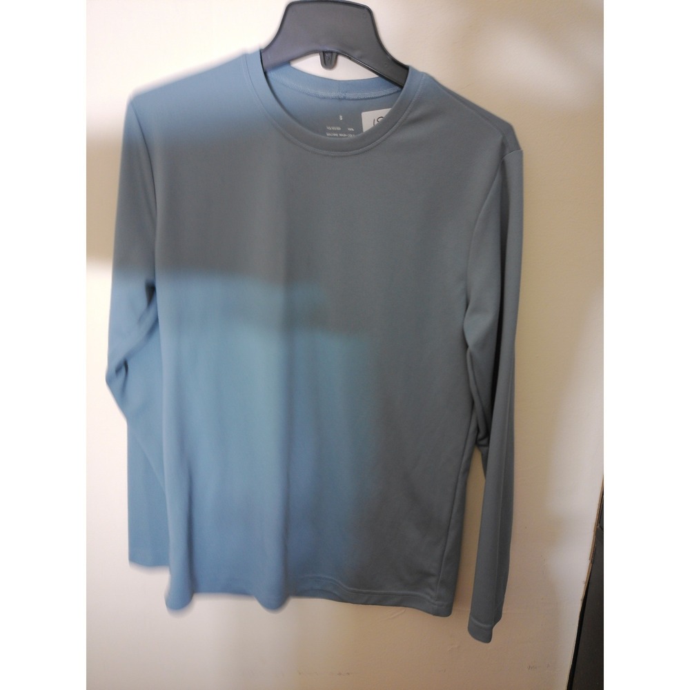 Performance Long Sleeve Shirt Mens Size S Blue Grey Active Workout Top